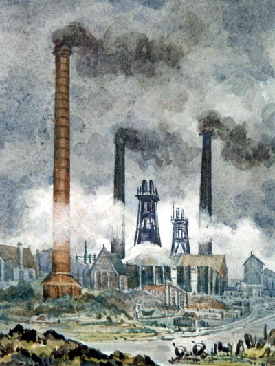 View from  the SW in 1919  showing the ventilation fan boiler-house chimney